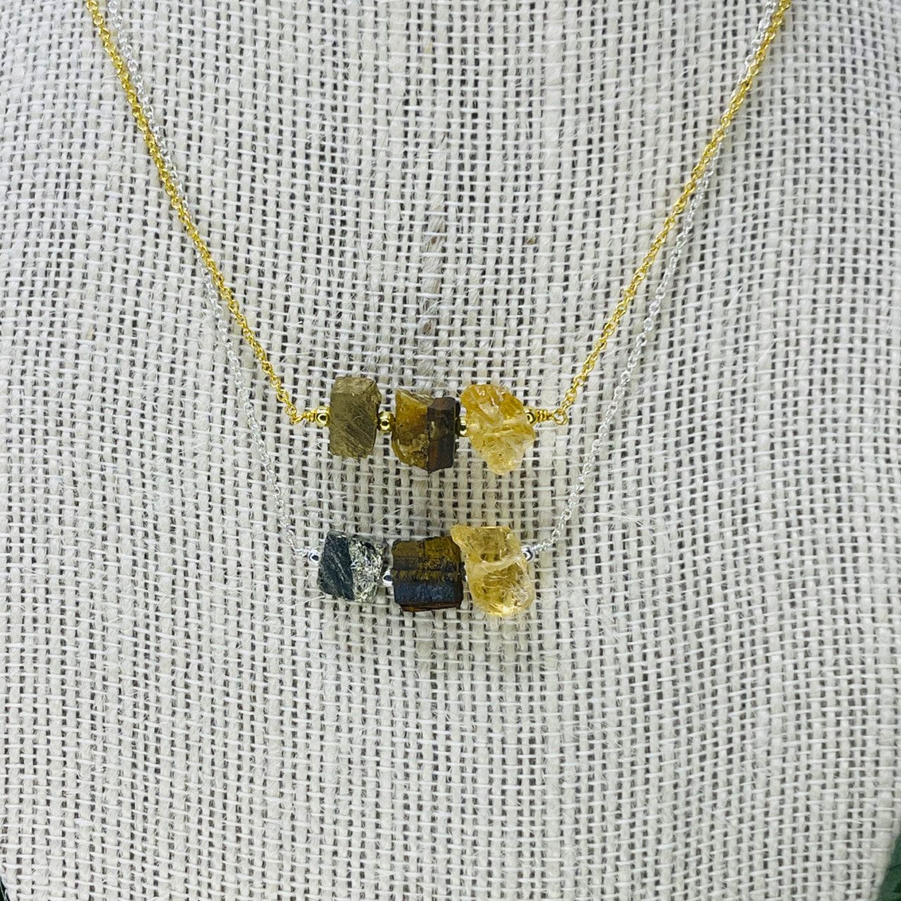 Chakra 3 Stone Necklace - Choose Gold or Silver Adjustable Length