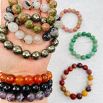 Round Faceted Gemstone Bead Bracelets - 12mm