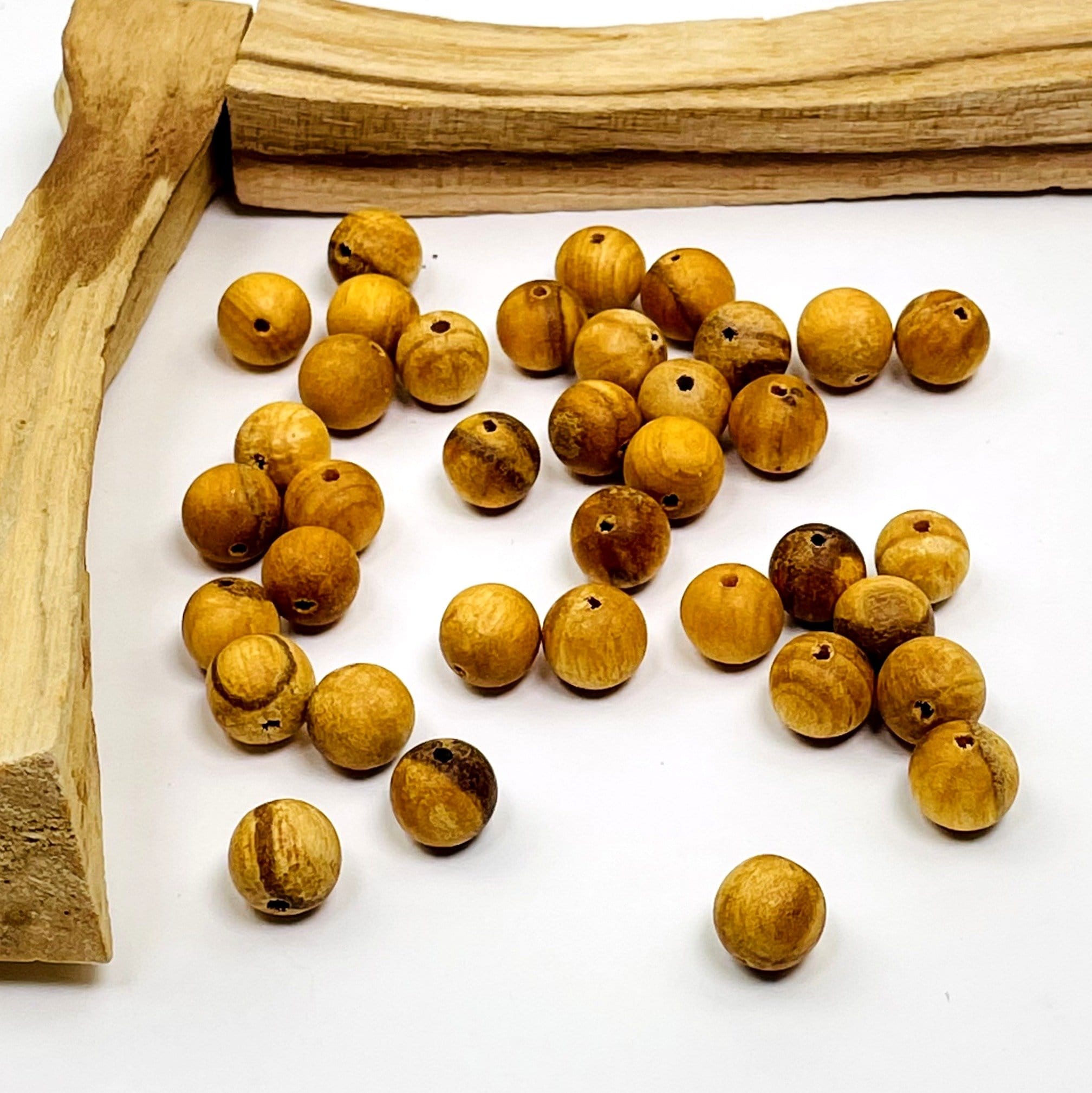 Palo Santo Beads - Drilled Round Wooden 8mm Beads - Pack of 25, 50, 75, or 100 beads -