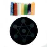 Seven Chakra Points with Black Obsidian Star Grid Set (RK9B15)