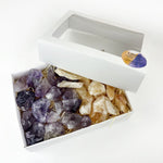 Amethyst and Citrine (Golden Amethyst) Crystal Pieces Window Box