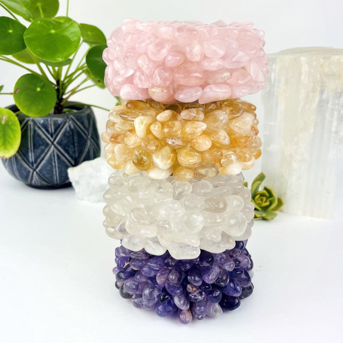 Tumbled Crystal Candle Holder - YOU CHOOSE Stone and Size (RK6A)