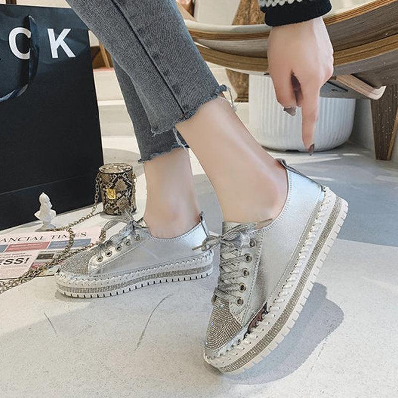 SILVER LEATHER SNEAKERS