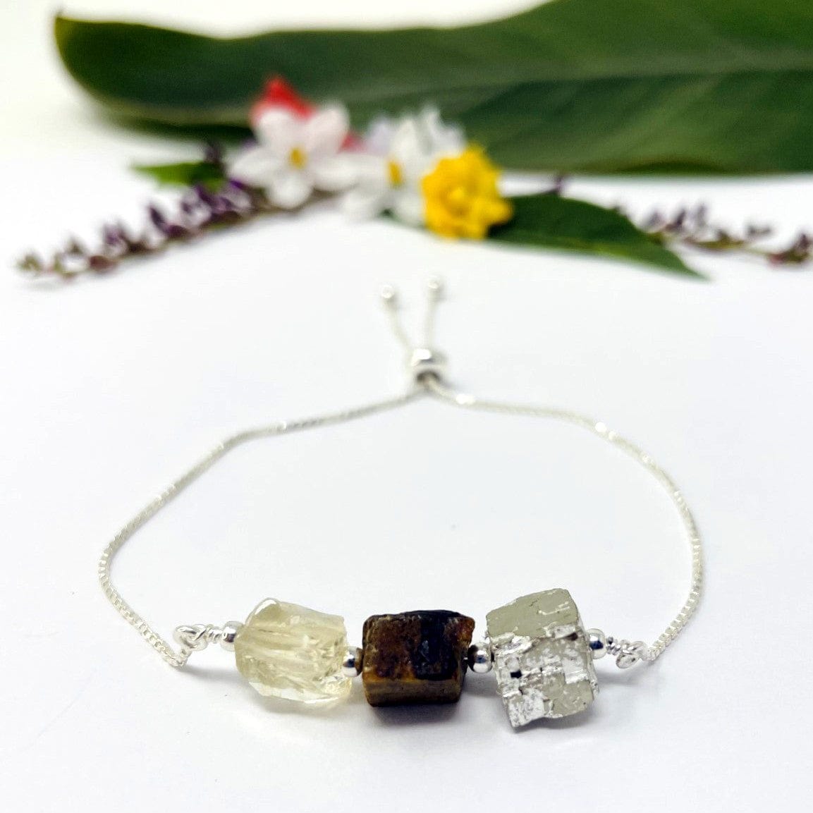 Chakra Healing 3 Stone Bracelet - Choose Gold or Silver Adjustable Band