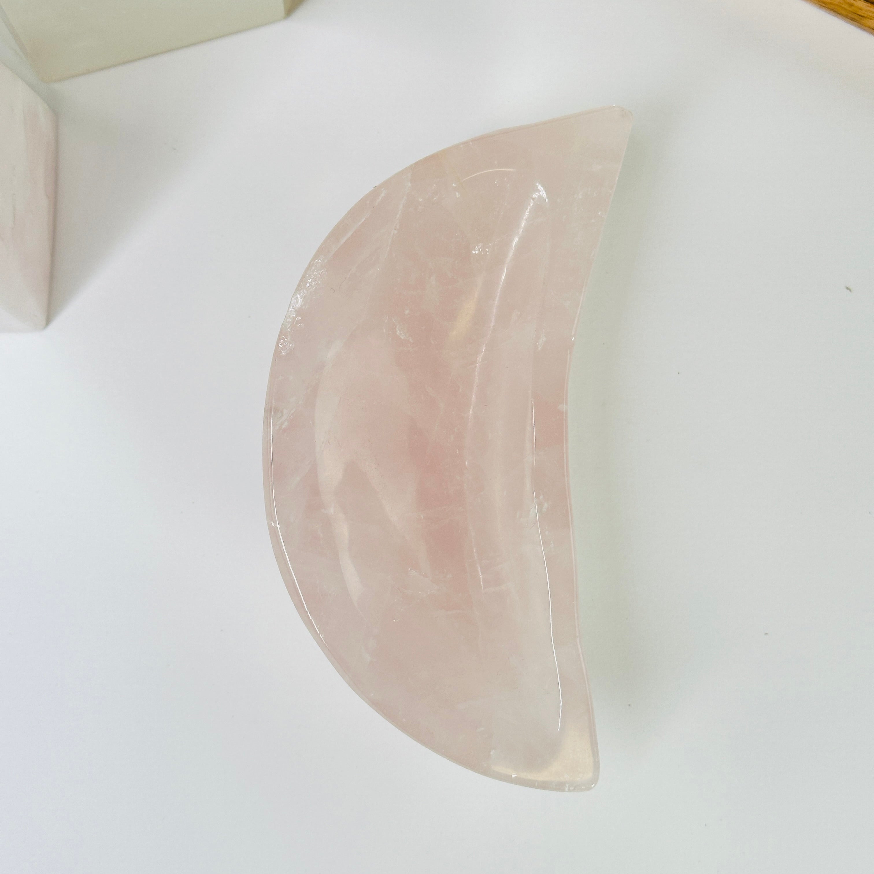 Rose Quartz Crystal Moon Bowl AS IS