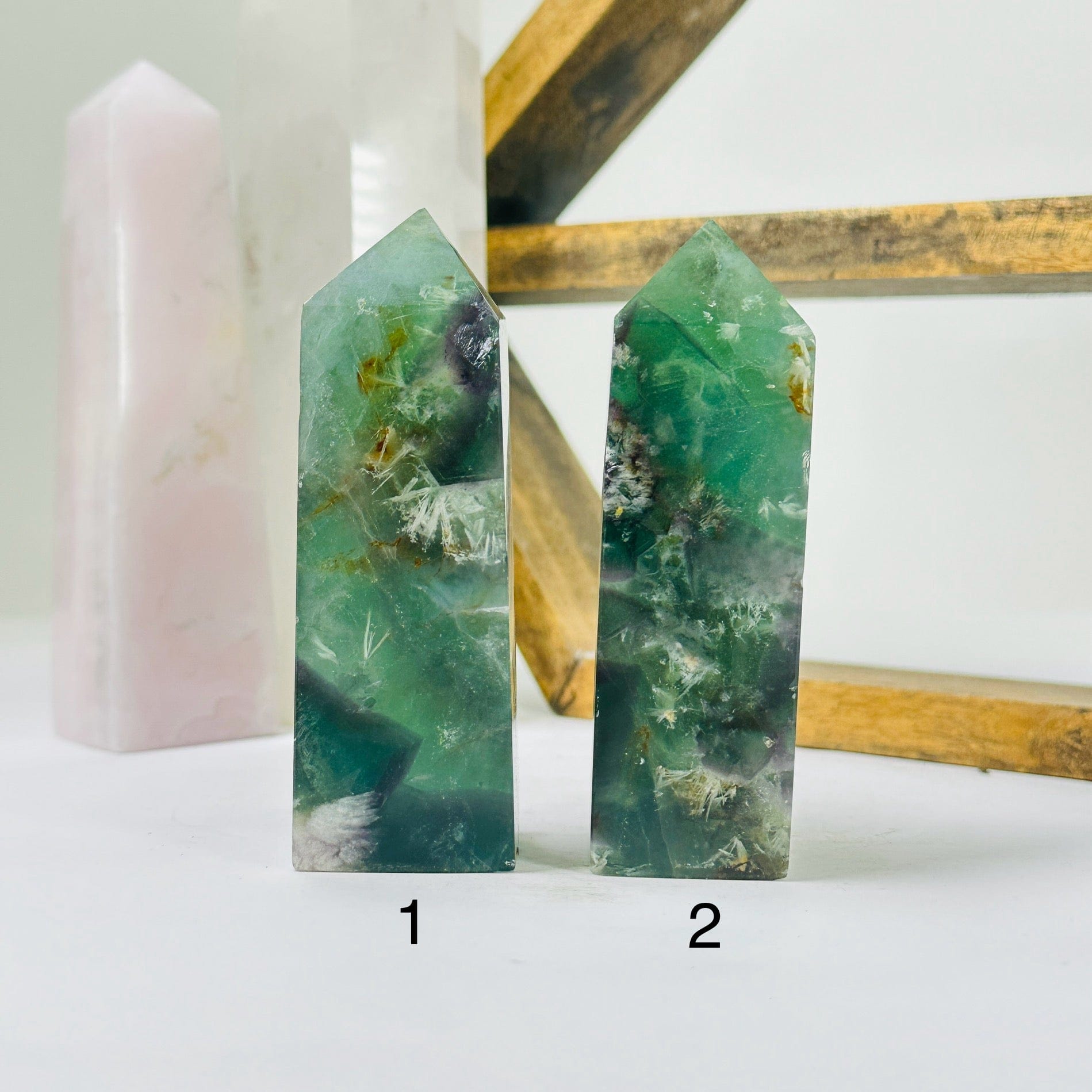 Feather Fluorite Crystal Semi Polished Point YOU CHOOSE