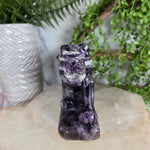 Chevron Amethyst Jaguar Statue - Carved Crystal Wildcat - OOAK