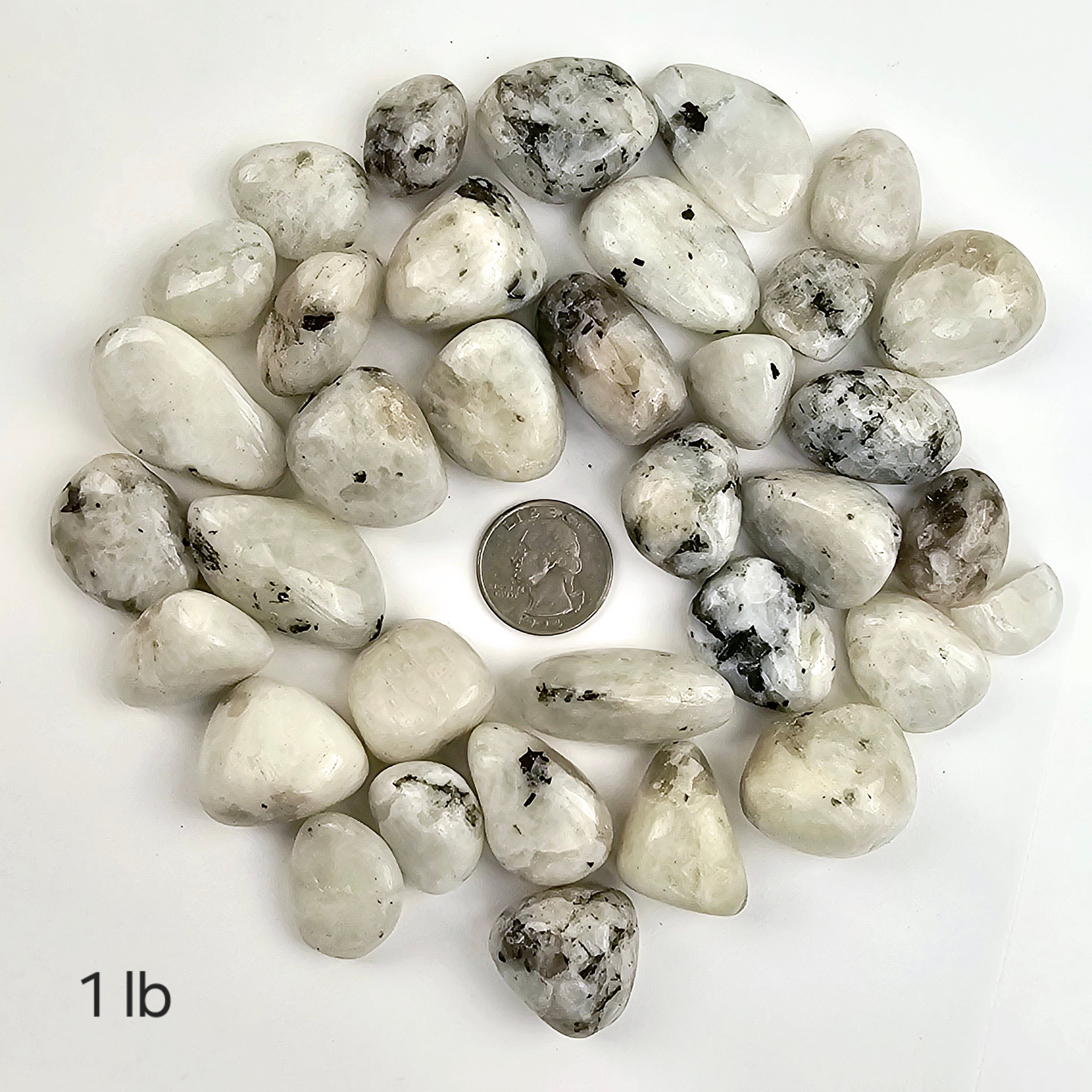 White Moonstone Crystal Tumbled Stones - Medium Size - 1/2 lb or 1 lb