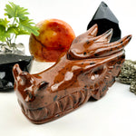 Mahogany Obsidian Crystal Dragon Head Carving