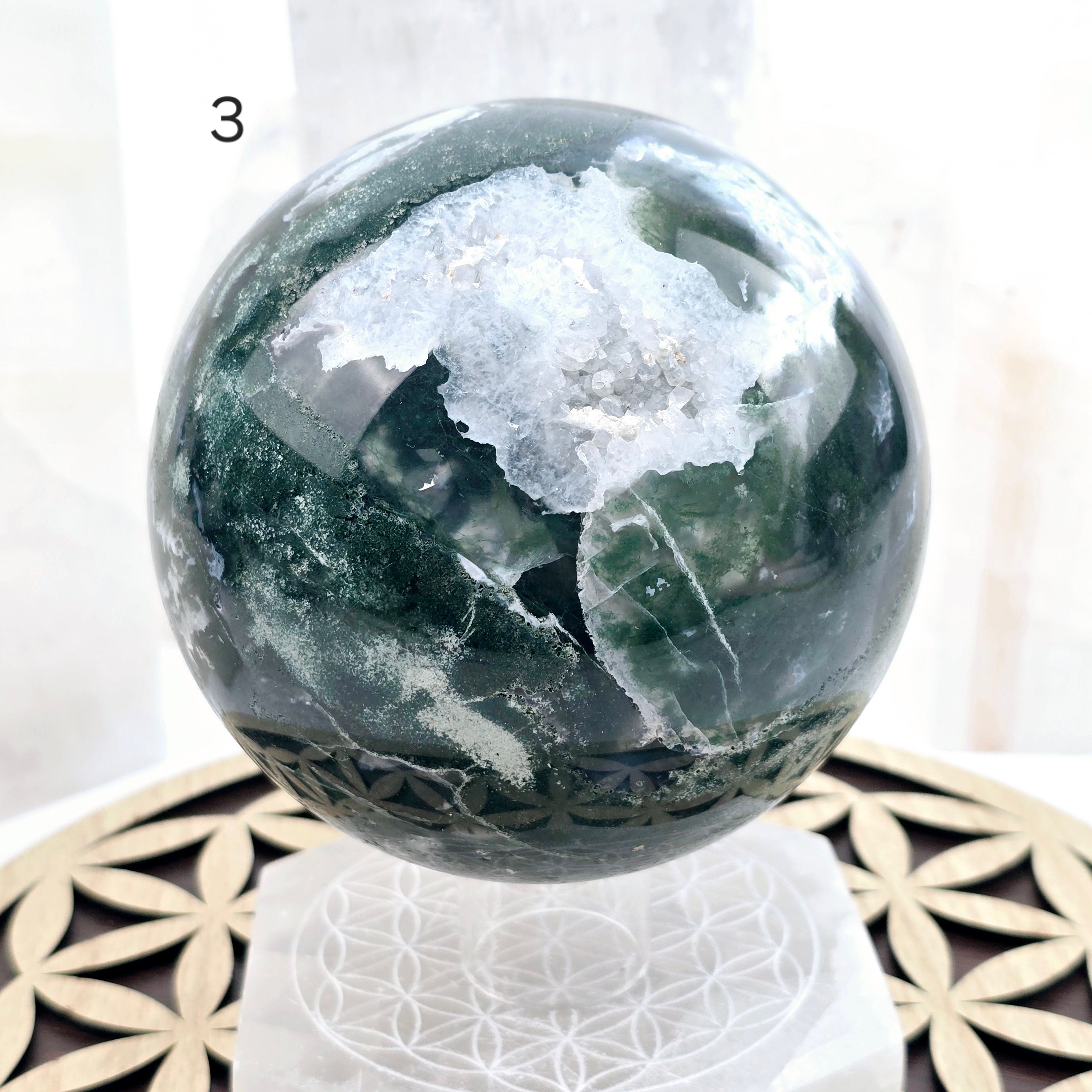 Moss Agate Large Crystal Spheres - You Choose