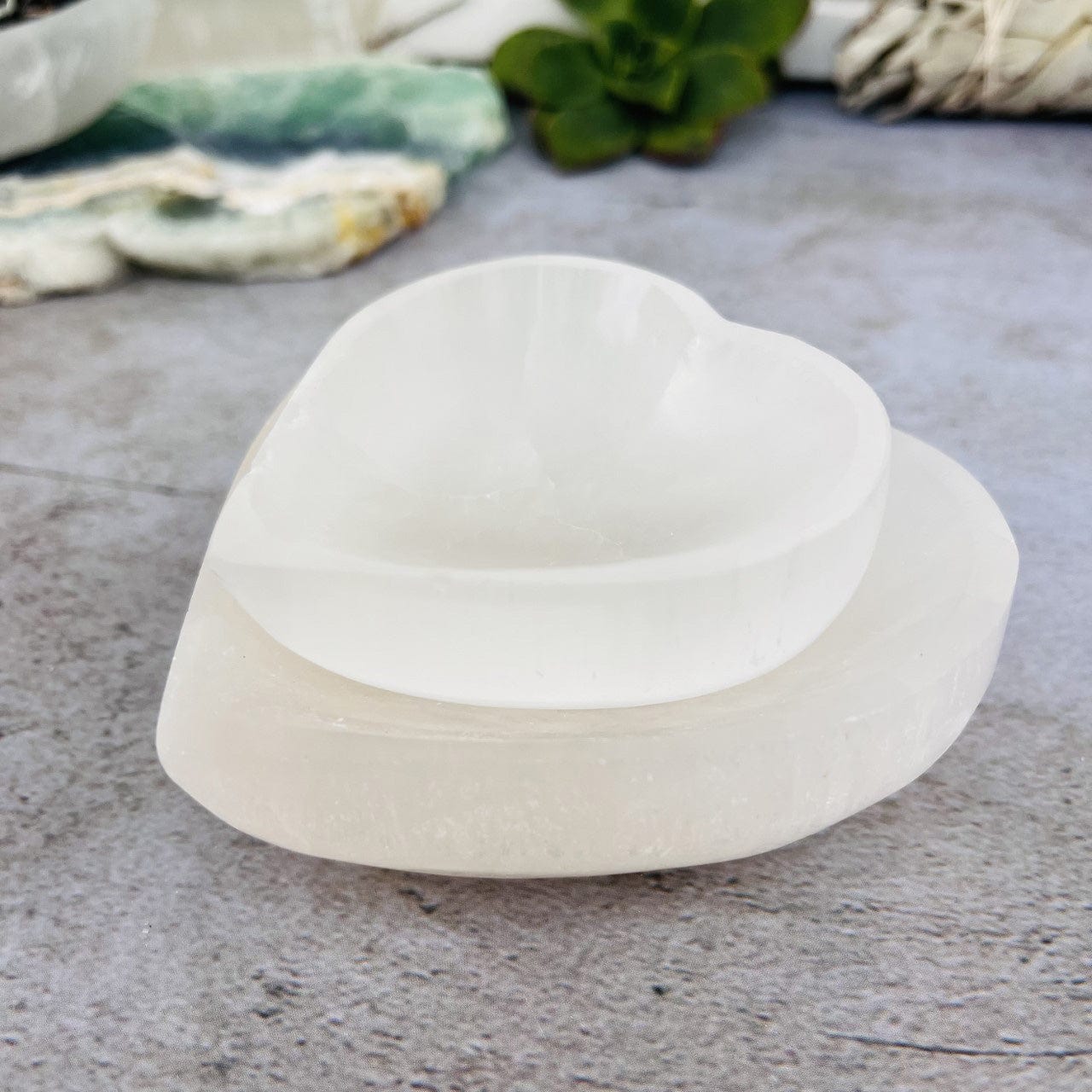 Selenite Heart Bowl - Charging Station