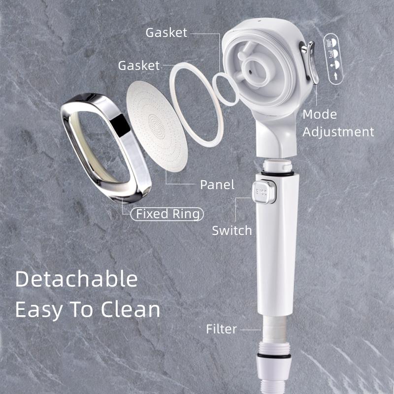 4-mode Handheld Pressurized Shower Head with Pause Switch