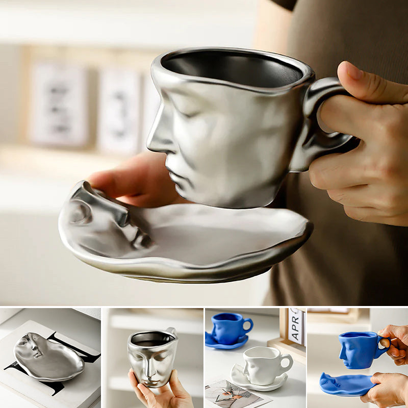 Metal touching face creative ceramic kiss Coffee cup