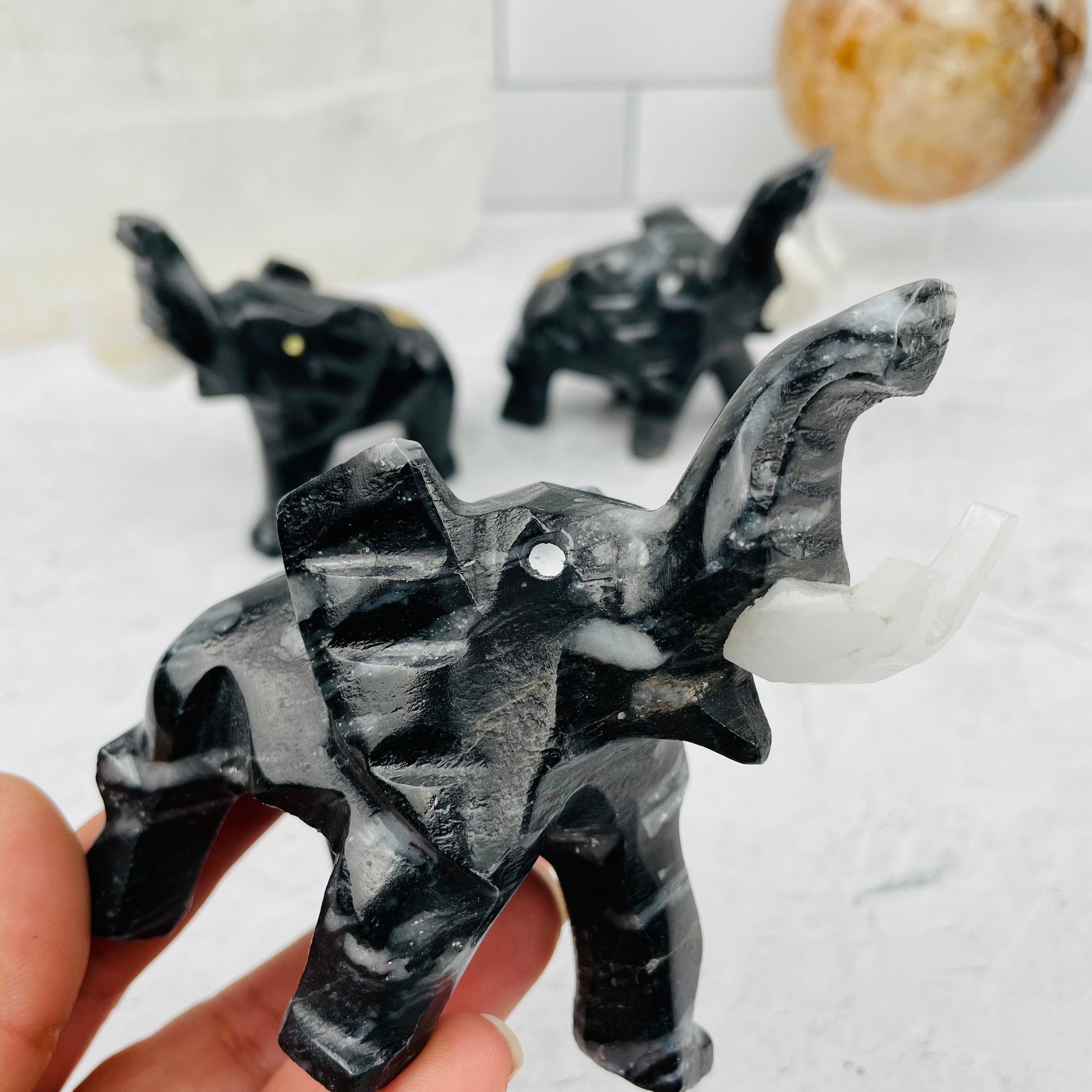 Mexican Black Onyx Elephants - You Get All - AS IS