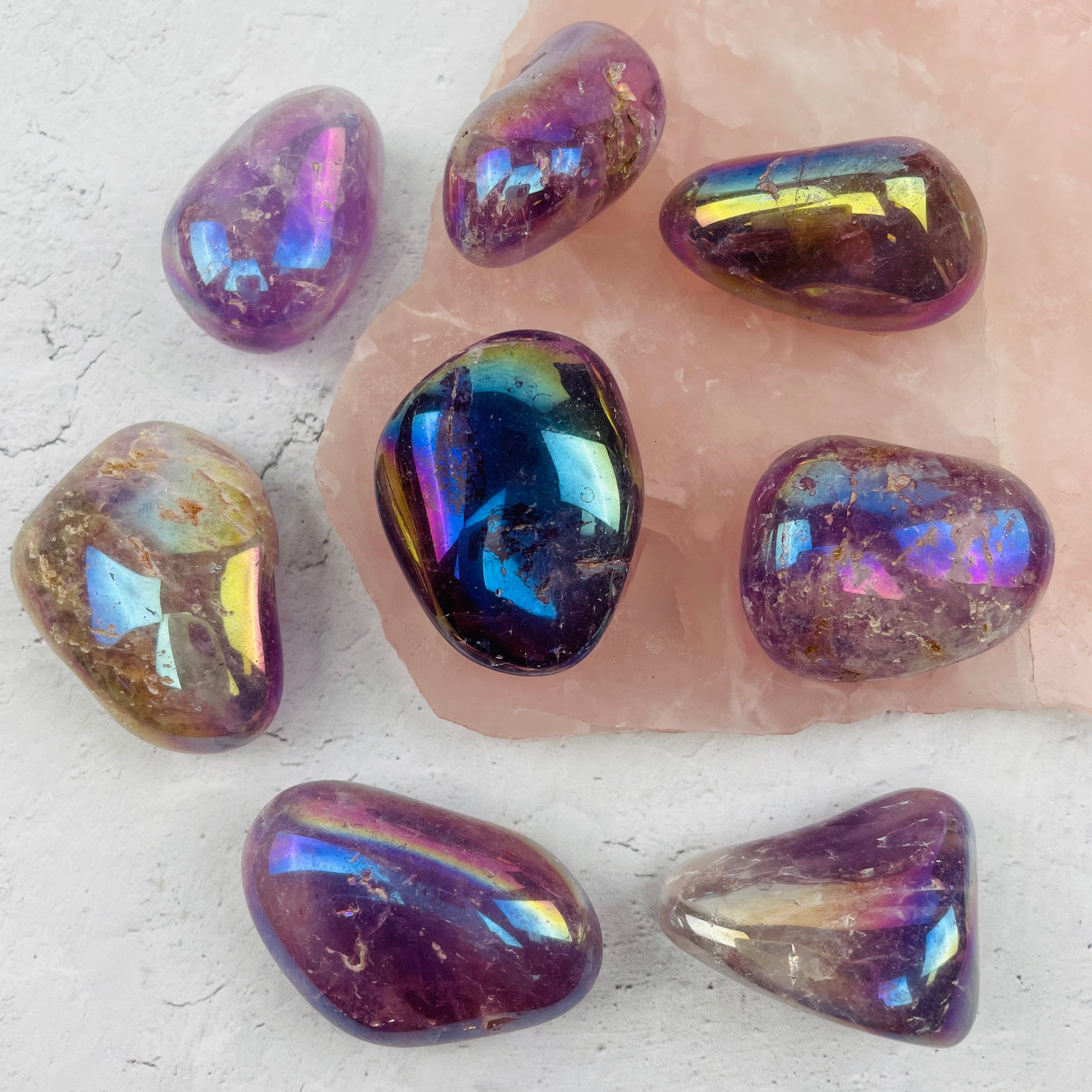 Angel Aura Quartz Tumbled Stones - Titanium Treated - YOU CHOOSE