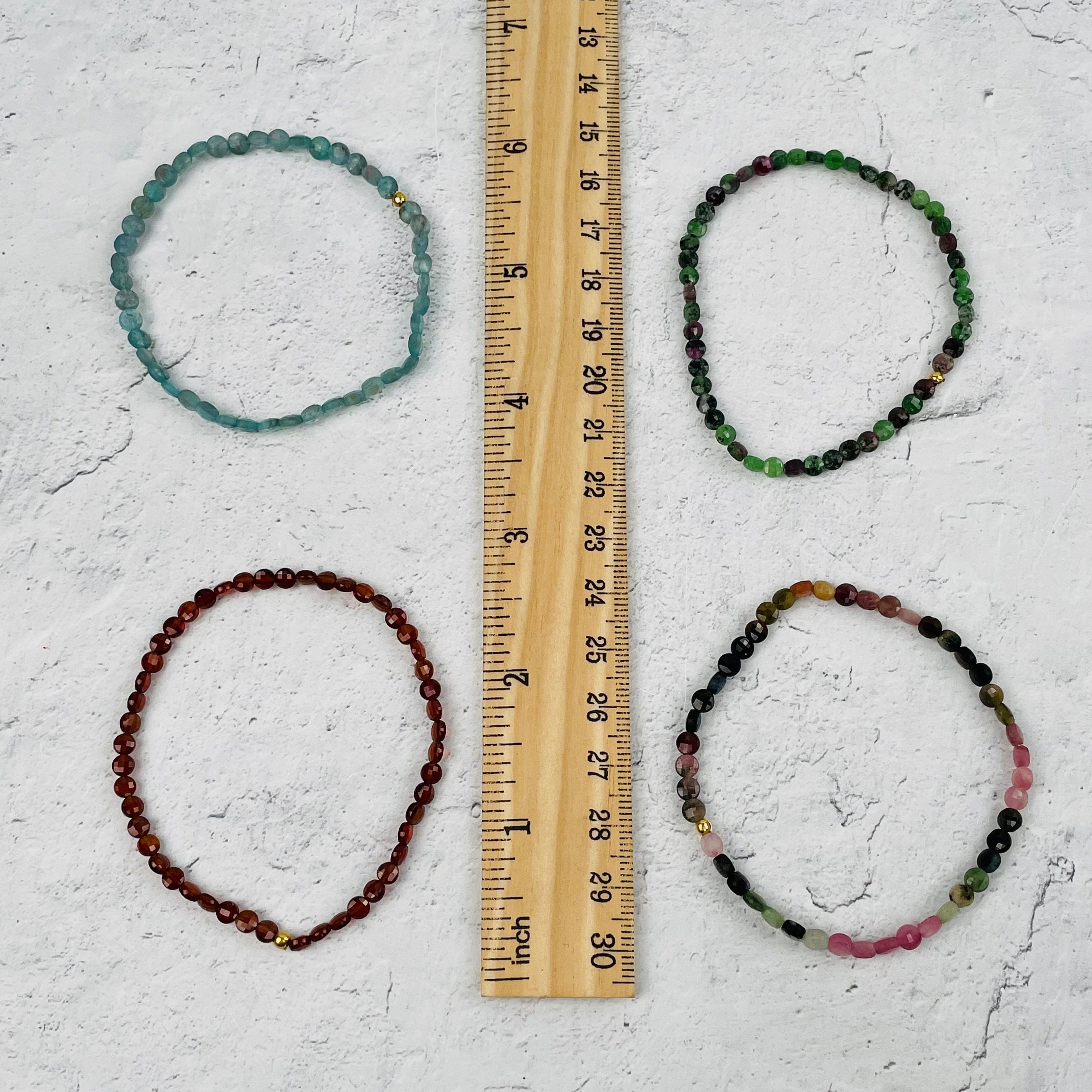 Gemstone Bracelets -3-4mm - Faceted Coin Bead