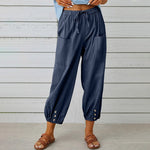 High Waist Button Cropped Pants