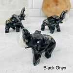 Elephant Carved Onyx Figurine Statues - YOU CHOOSE COLOR