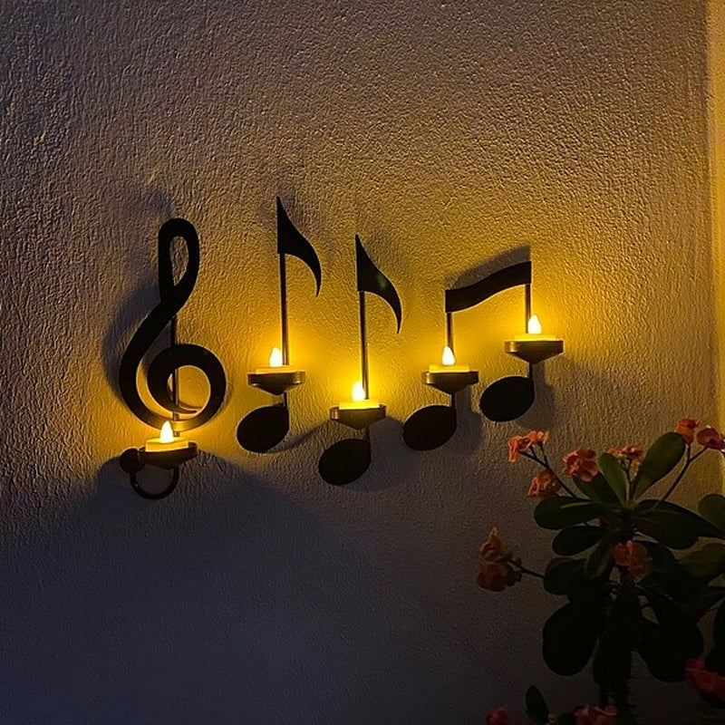 Black Music Note Wall Sconce