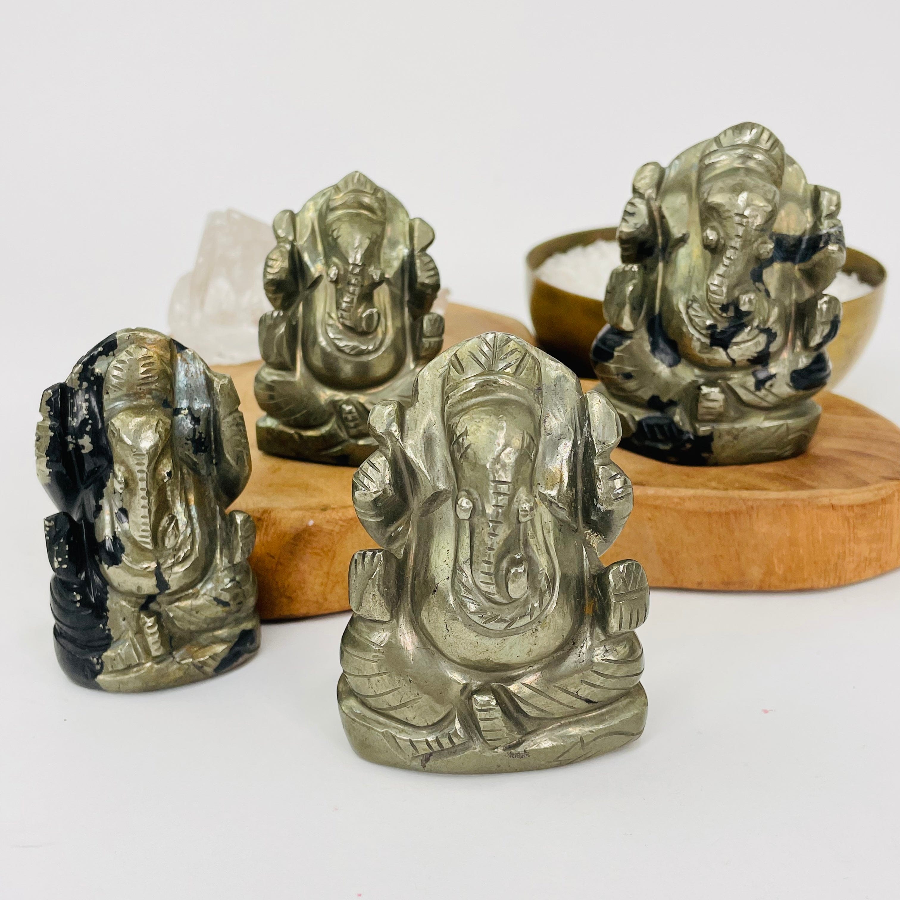 Pyrite Elephant Ganesha Carving - You Choose -