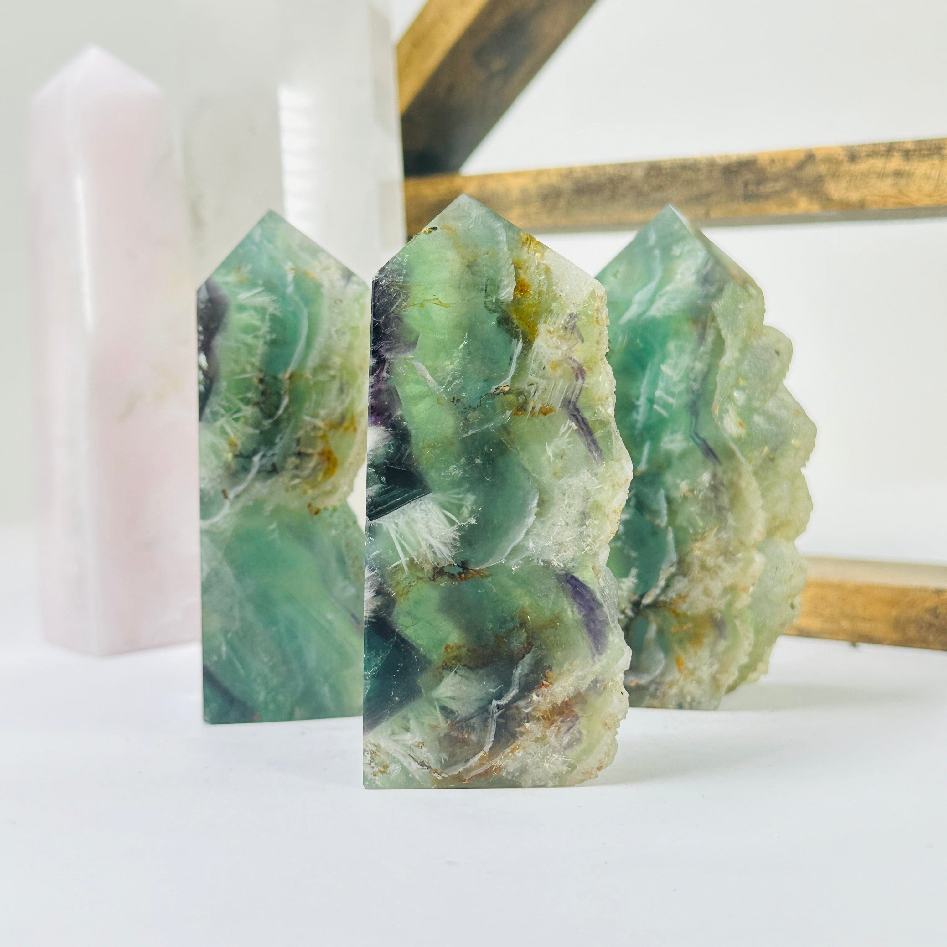 Feather Fluorite Crystal Semi Polished Point YOU CHOOSE