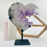 Amethyst Crystal Heart on Black Metal Stand - Mother's Day