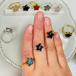 Gemstone Star Ring - Gold or Silver