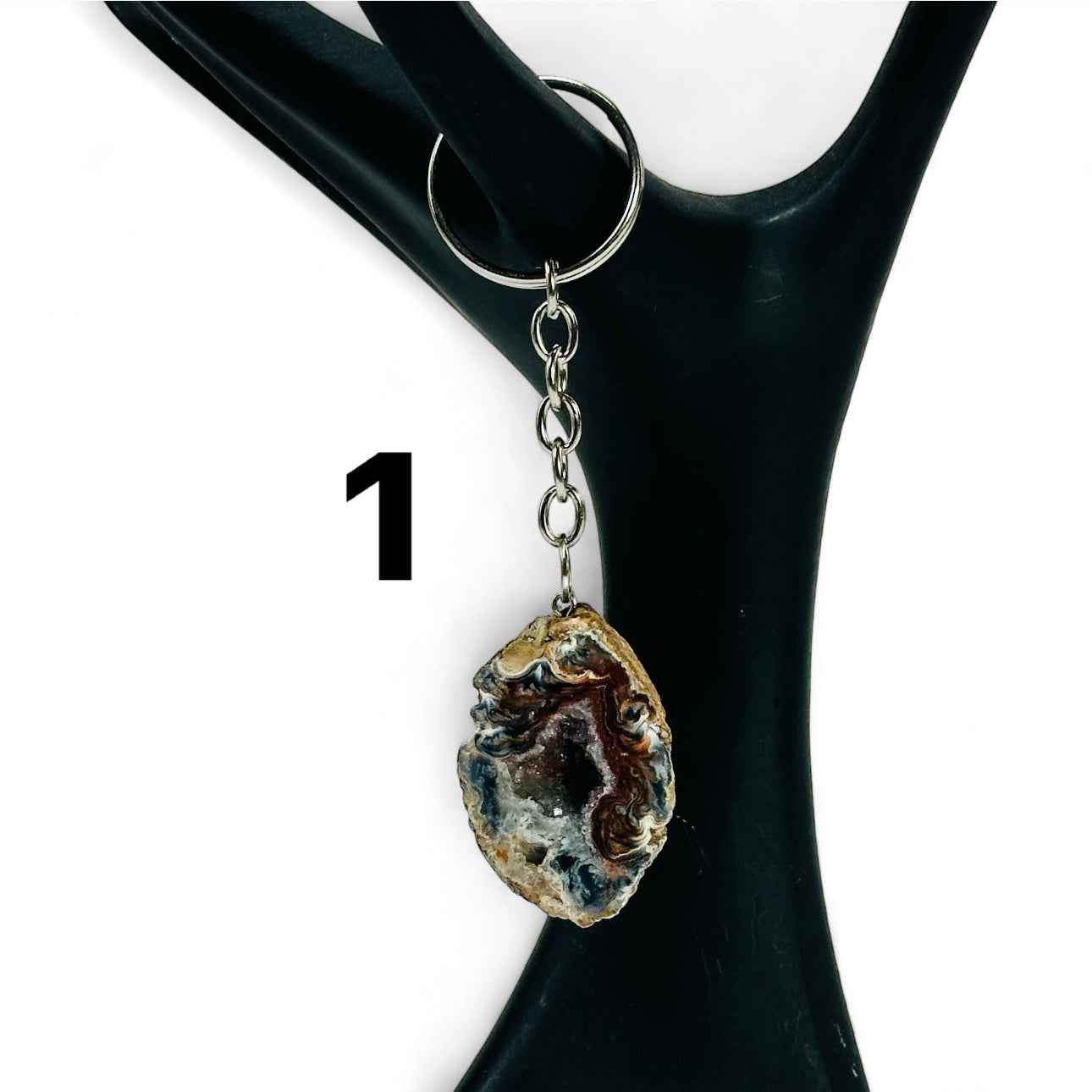 Agate Geode Keychain - Crystal Keychain