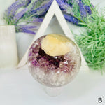 Amethyst Agate Crystal Sphere with Calcite - You Choose