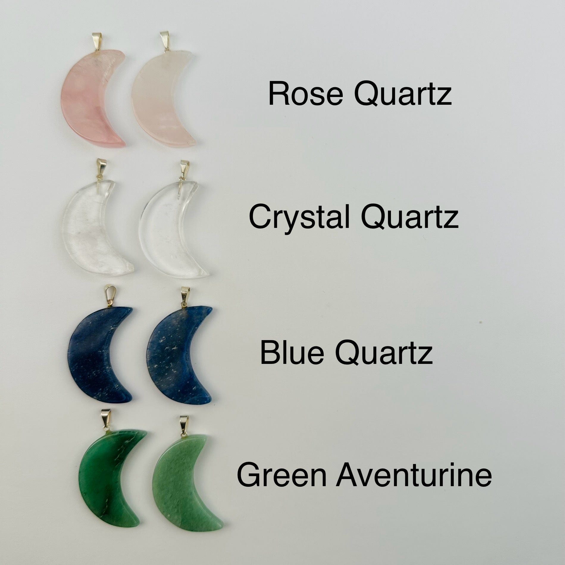 Crescent Moon Crystal Pendant - You Select Gemstone