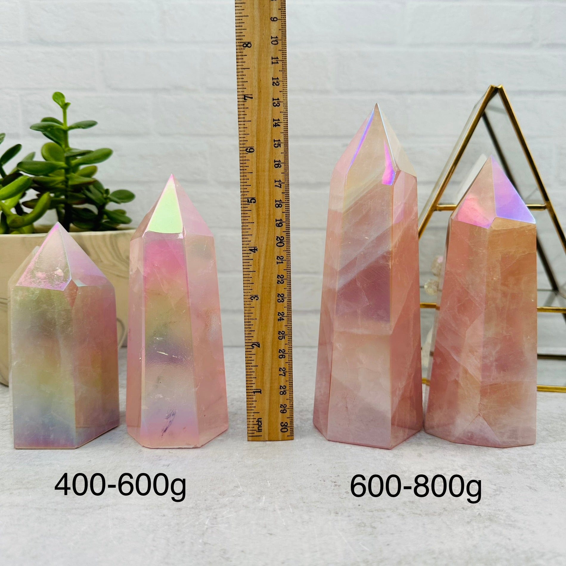 Angel Aura Rose Quartz Crystal Polished Tower - By Weight -