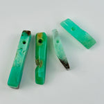 10pc Chrysoprase Semi-Polished Long Beads - Top Side Drilled