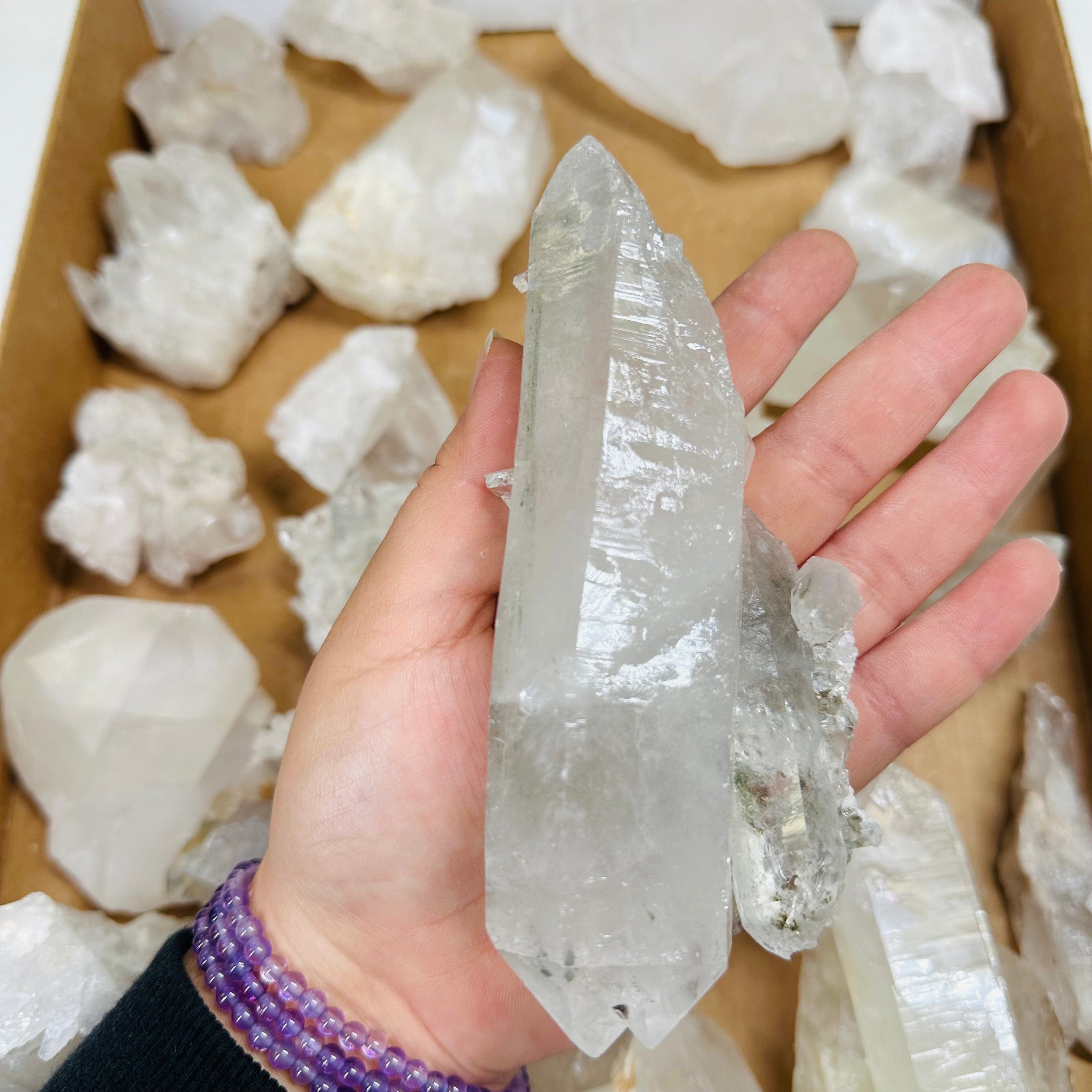 1 FLAT BOX of Natural Crystal Quartz Free Form Clusters - You Choose -