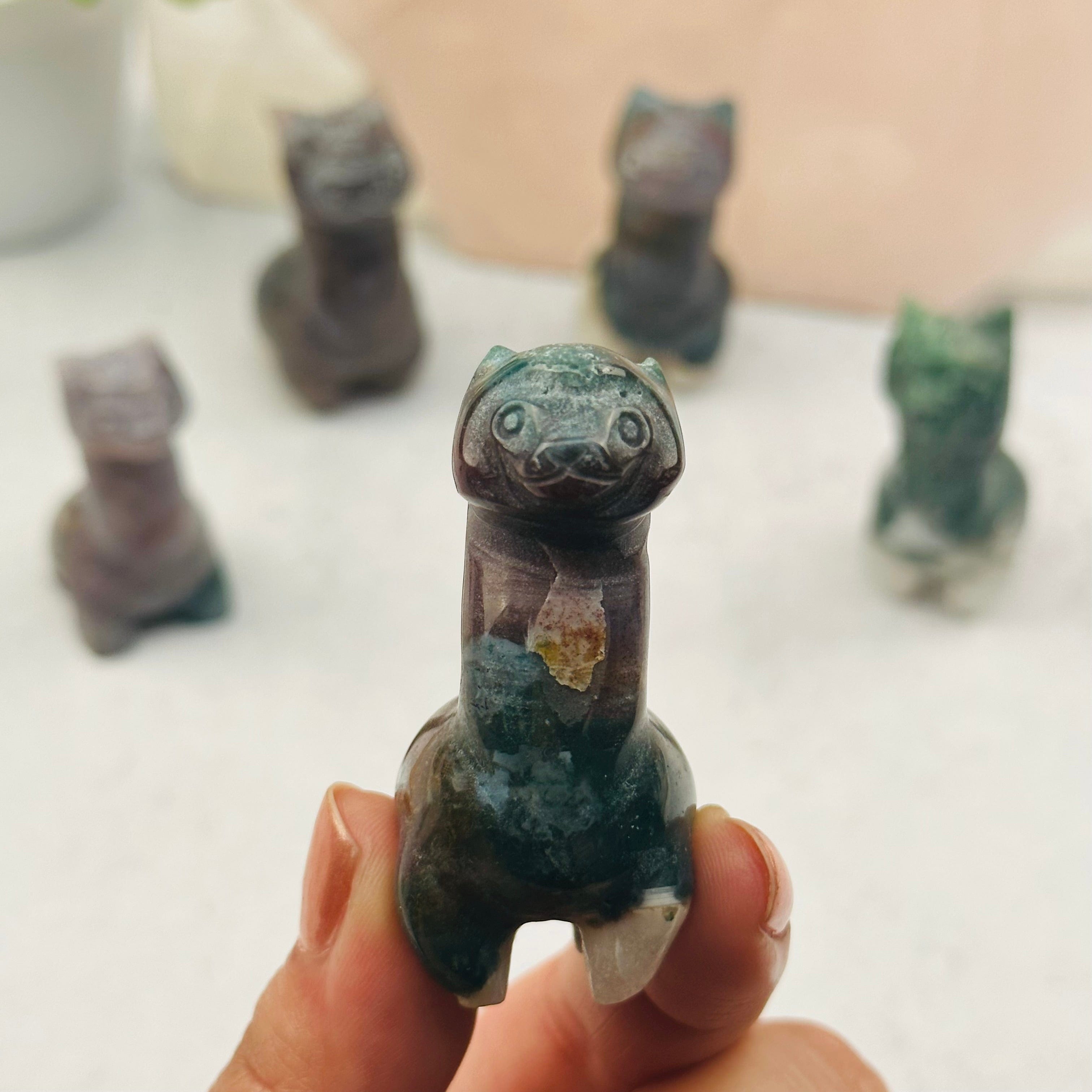 Carved Gemstone Alpaca - You Choose Stone -