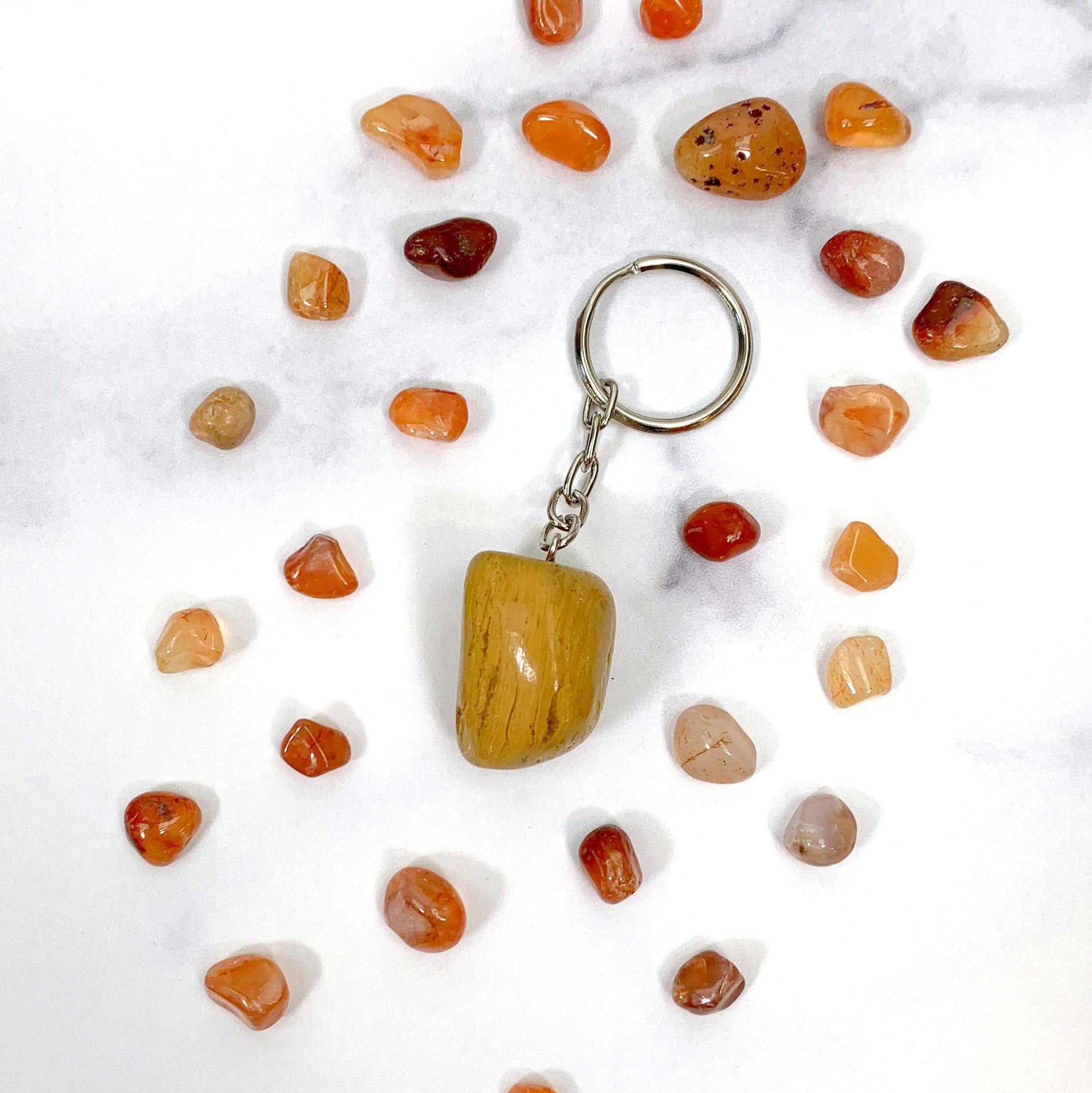 Tumbled Wood Jasper Keychains - (6BROWNSHELF-116)