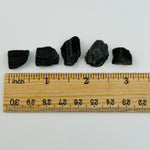 5pc Black Tourmaline Beads Rough Stone Center Drilled -