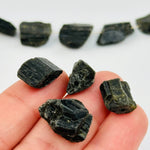 5pc Black Tourmaline Beads Rough Stone Center Drilled -