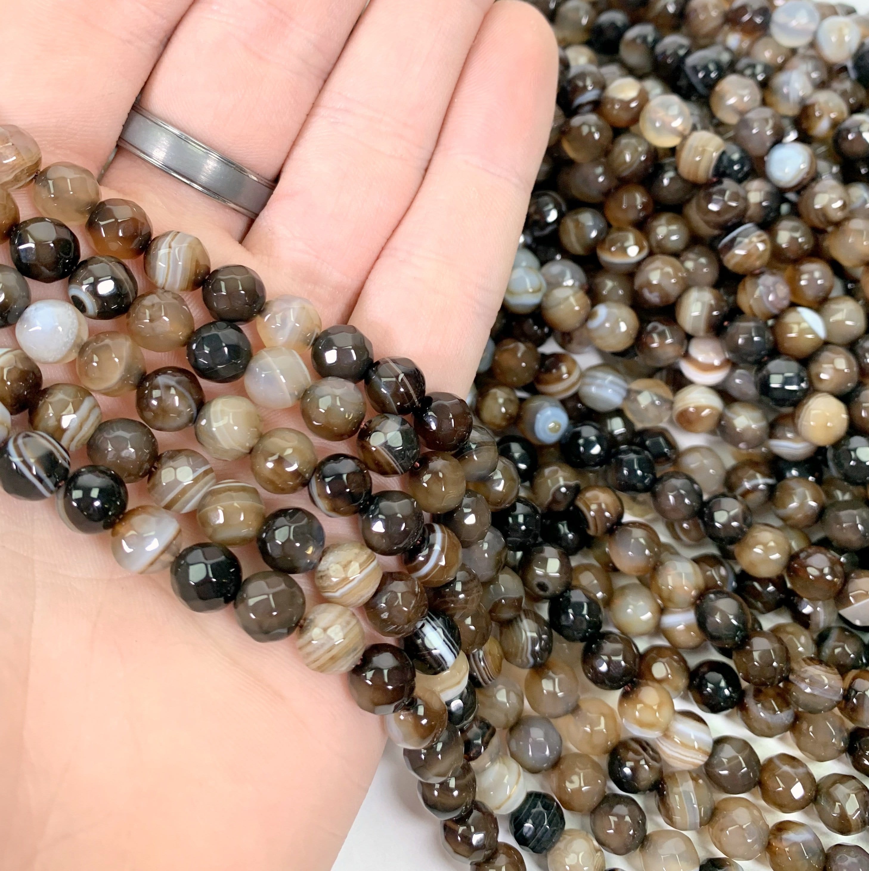 Agate Faceted Bead Strand