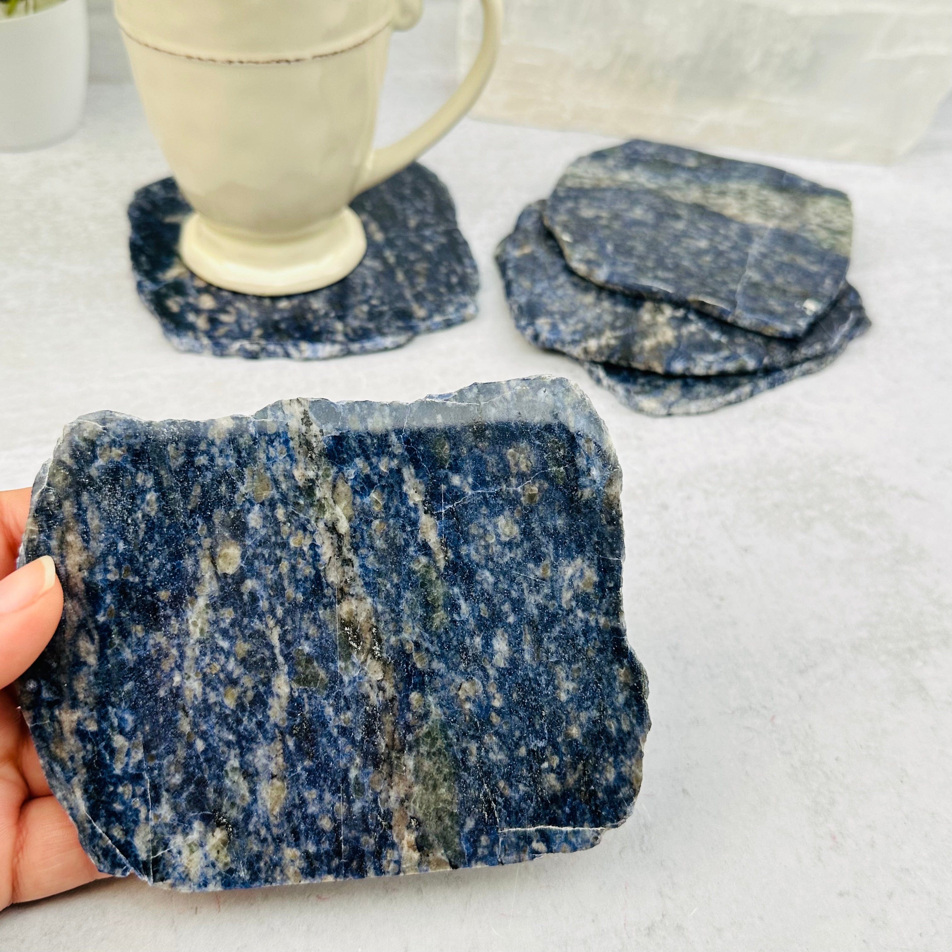 4 pcs Sodalite Free Form Stone Coaster - Crystal Coasters - Set of 4