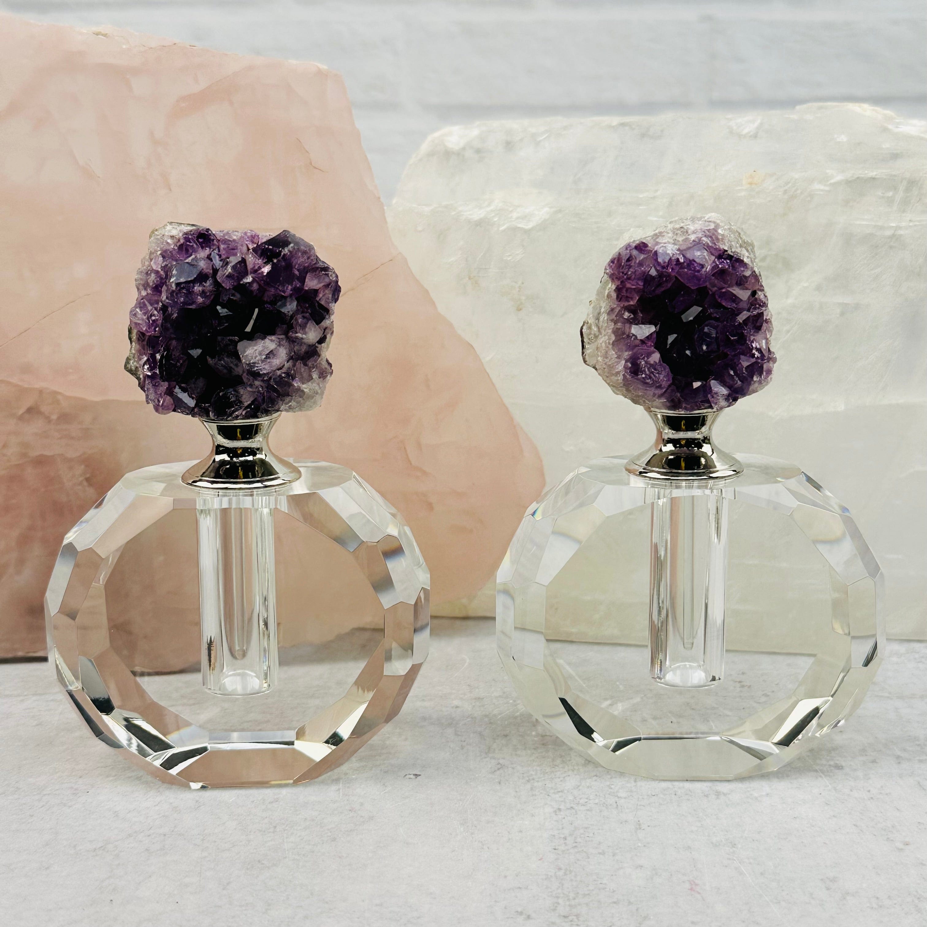 Amethyst Crystal Natural Cluster Top Medium Perfume Bottle