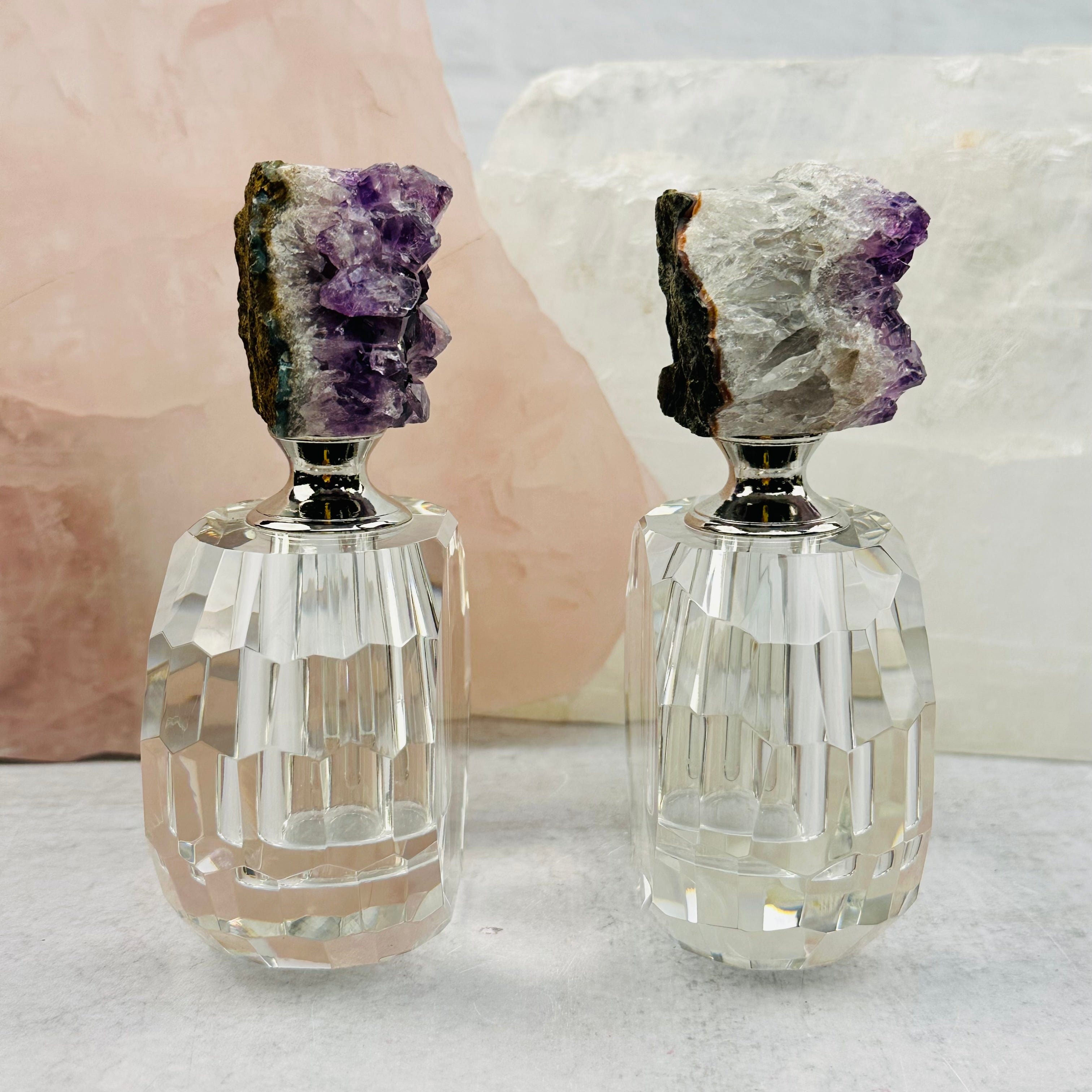 Amethyst Crystal Natural Cluster Top Medium Perfume Bottle