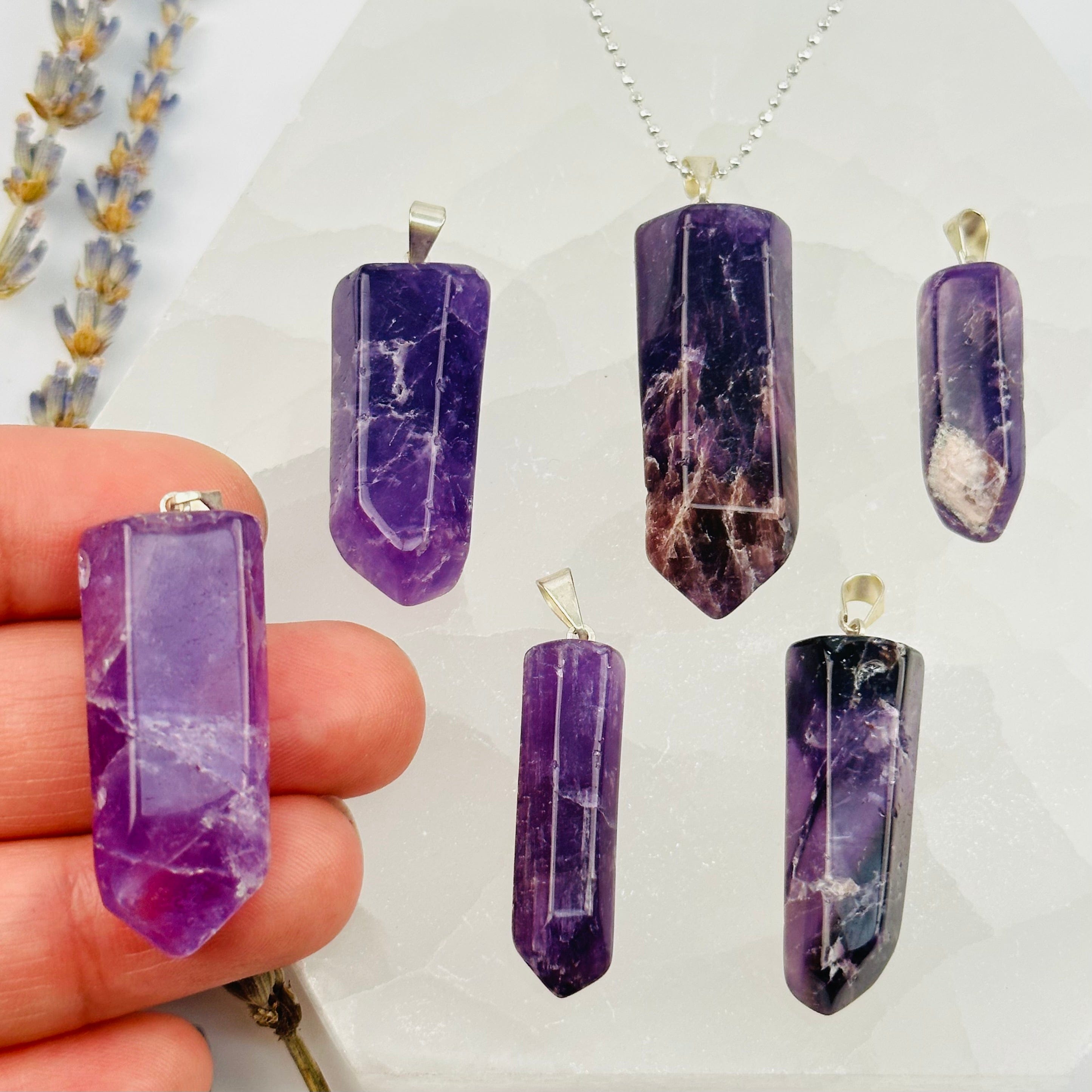 Amethyst Crystal Polished Point Pendant Charm