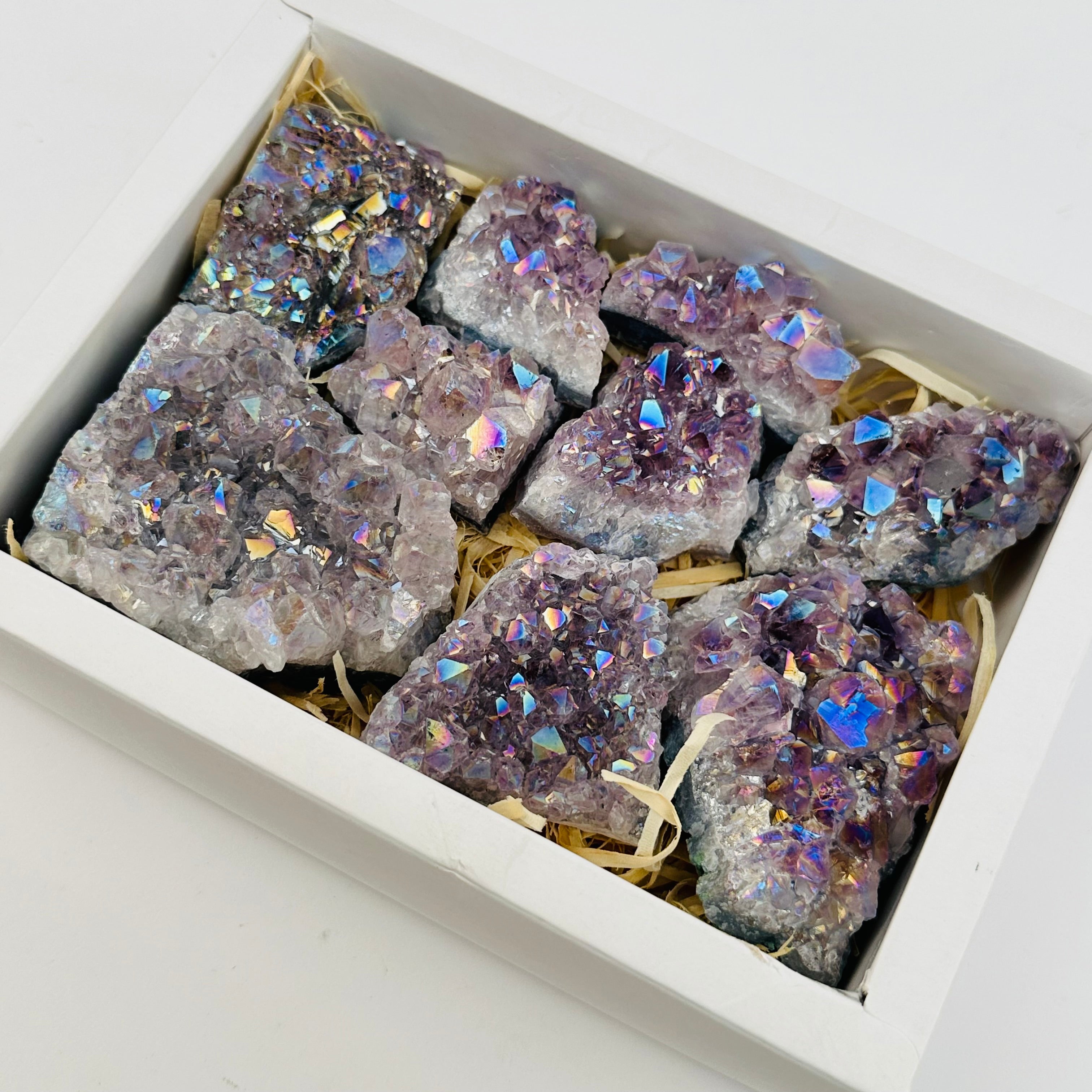 Amethyst Angel Aura Titanium Crystal Flat Box Bulk Wholesale Crystals