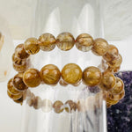 Gold Rutilated Round Bead Bracelet - Extra High Quality - You Choose -