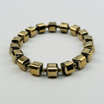 Coated Pyrite Cube Bead Bracelet - Crystal Jewelry -