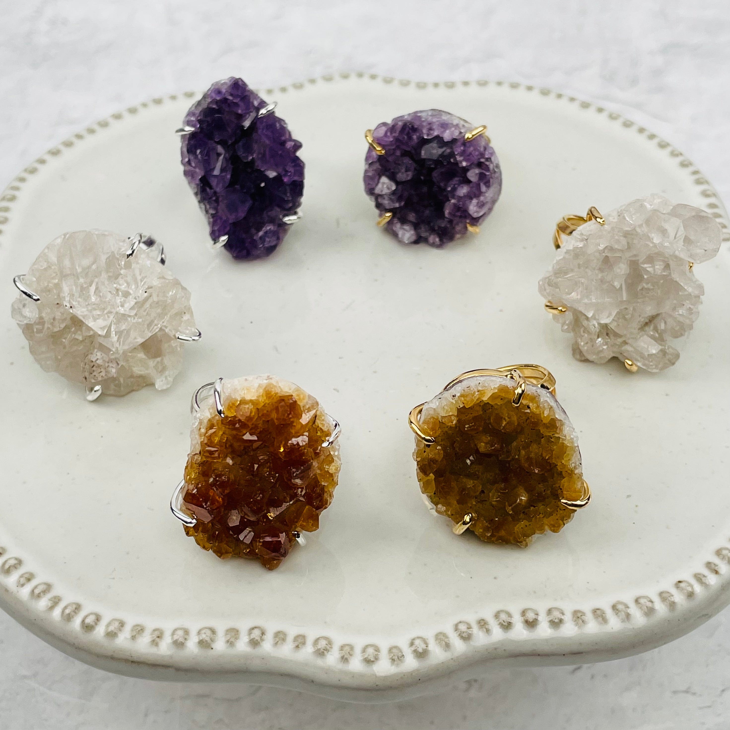 Crystal Cluster Ring (Amethyst, Citrine, or Crystal Quartz)