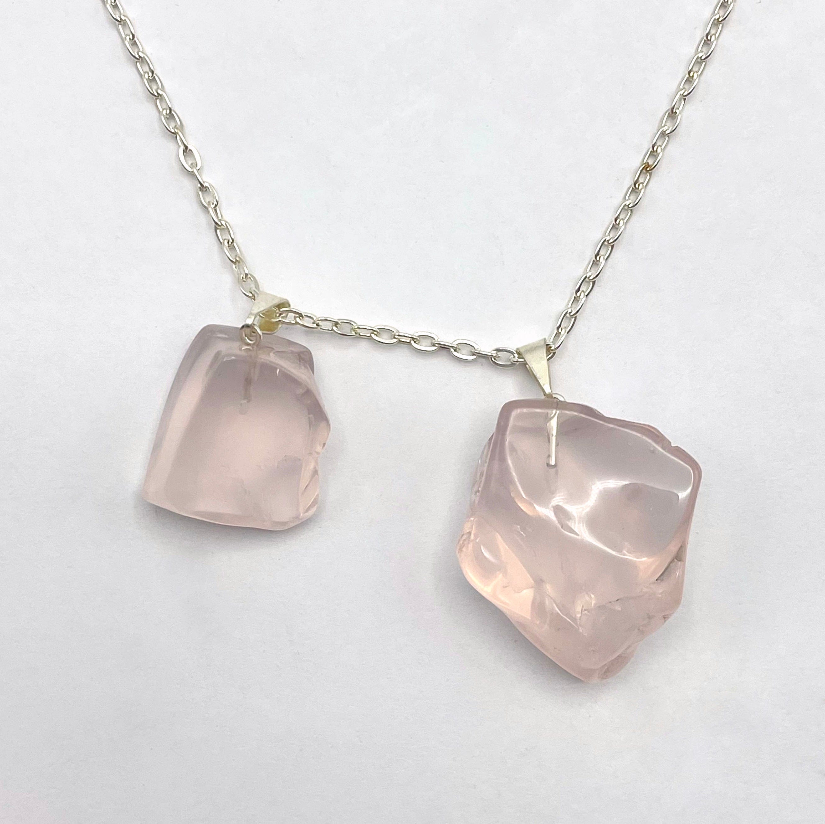 Tumbled Rose Quartz Pendant with Silver Plated Bail