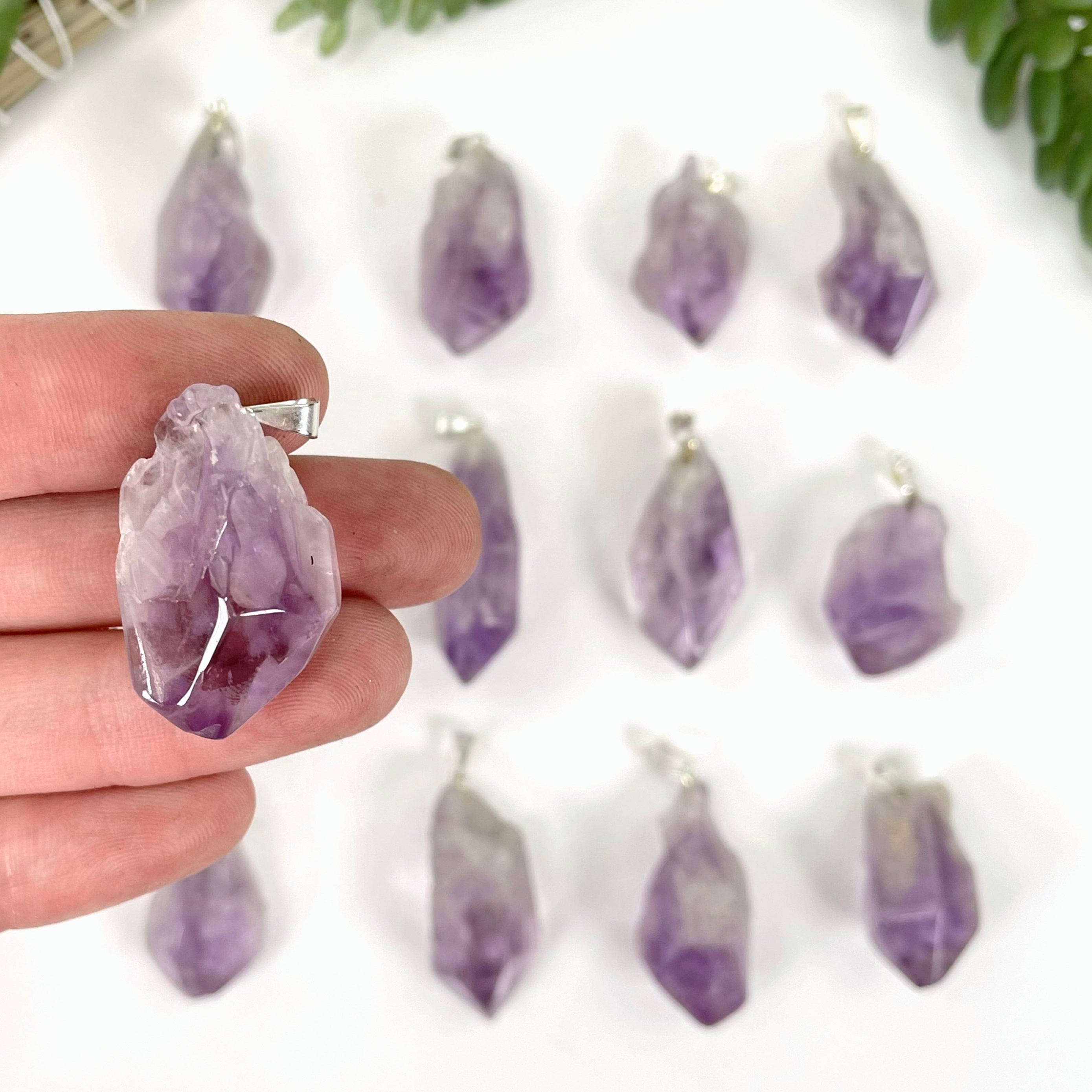 Tumbled Amethyst Pendant with Silver Bail