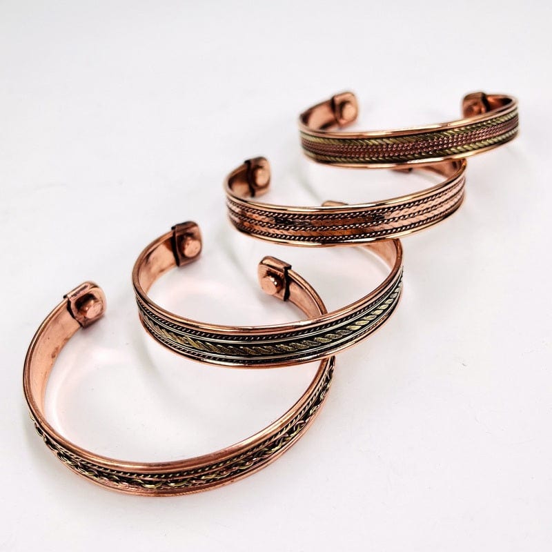 4 Piece Set Copper and Brass Bracelet Set