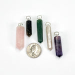 Gemstone Point Pendants with Silver Tone Circle Bail